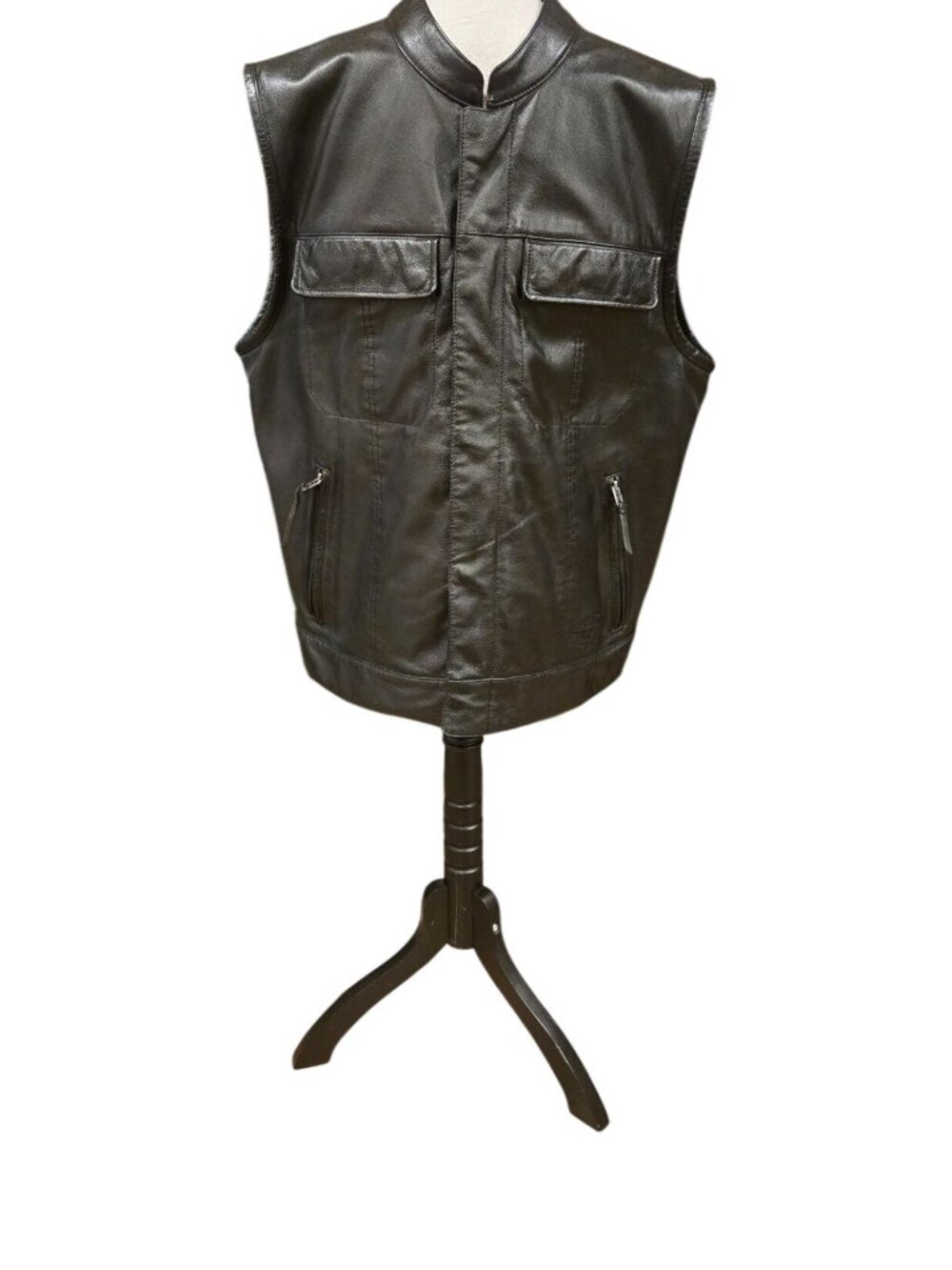 Harley-Davidson Men's Foster Leather Vest (98090-15VM) - Buffalo Leather - Blank